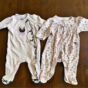 Little Me Set of 2 Baby Girl Pink Pyjamas Ballerina/ Elephant Size 3 Months